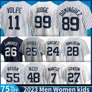 Anthony Volpe Rizzo Maillot de baseball des Yankees de New York Aaron Judge Jasson Dominguez Derek Jeter Carlos Rodon Gerrit Cole Harrison Bader Giancarlo Stanton