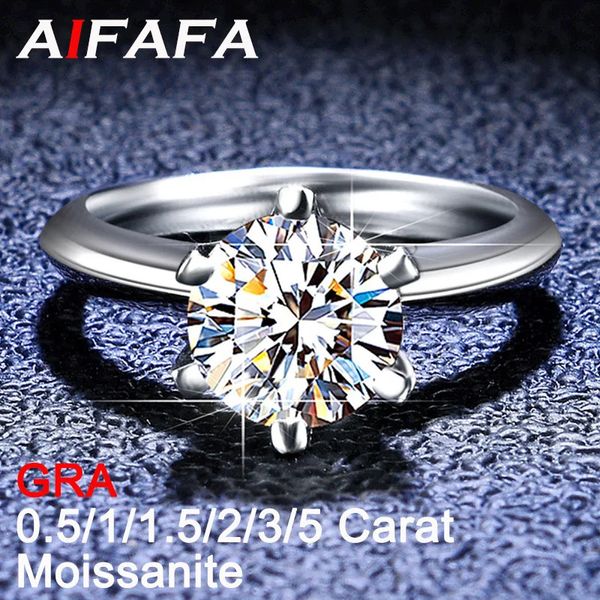 Bague authentique pour femmes, 05115235 carats, or blanc 18 carats, couronne en argent Sterling S925, diamant, vente en gros, bijoux GRA 240119