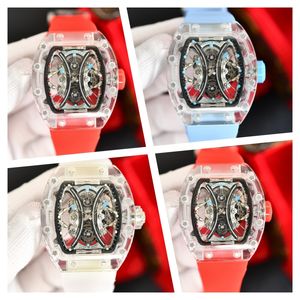 053-02 Montre de Luxe Mens horloges 40x50x16mm Mechanische beweging Aviation Titanium Watch-case Indonesië Geïmporteerde rubberriem luxe horloge polshorloges