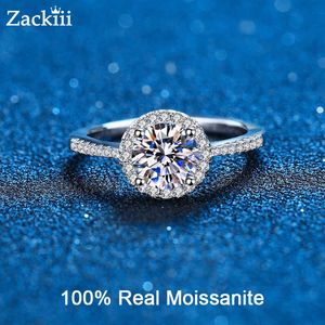 053CT Moissanite damesverlovingsring met Moissanite diamant Halo Rhodium Plated Sterling zilveren verlovingsring Damesverlovingsring Z0327