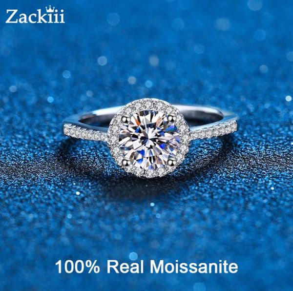 Anillo de compromiso con halo de diamantes de 053CT, alianza de boda de promesa de plata esterlina chapada en rodio para mujer 2208132453049