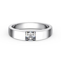 Solitaire de fiançailles en diamant taille princesse 05ct pour elle, bague en platine massif 950, bijoux de mariage 6011062