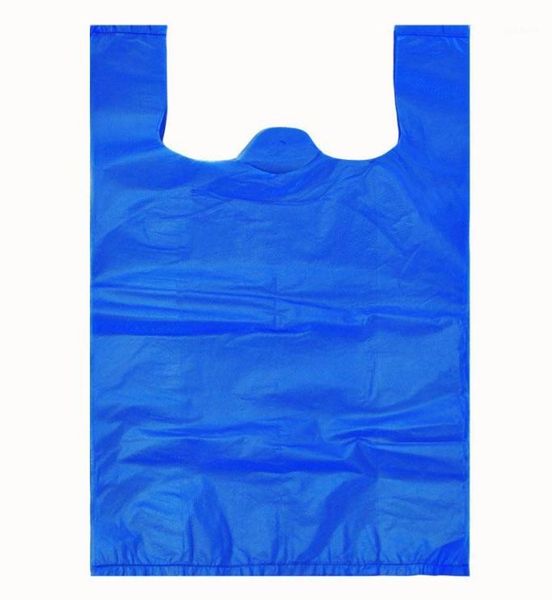 05KG sac en plastique bleu supermarché épicerie jetable épaissir avec poignée gilet cuisine stockage propre poubelle emballage cadeau9960024