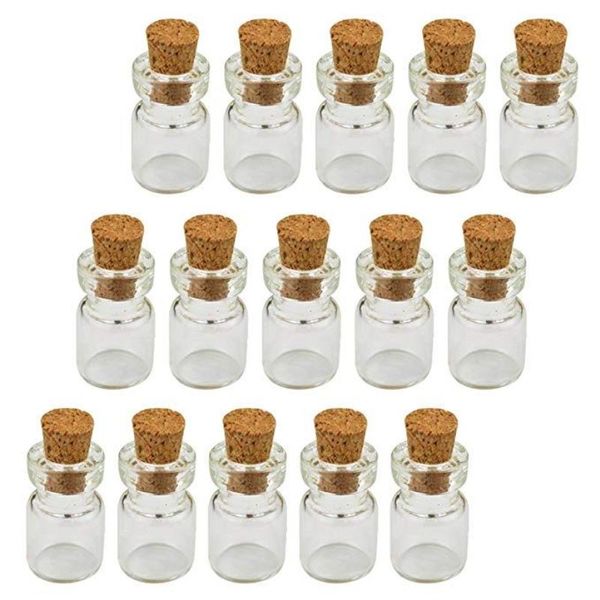 05ML 10X18X5MM petits Mini flacons en verre transparent en liège avec bouchons en bois/Message mariages souhait bijoux faveurs de fête bouteille Tube Awnrk