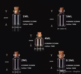 05ML 1ML 2ML 4ML 5ML flacons Helder glazen fles met kurken Miniatuur glazen fles met kurk Lege monsterpotten Bericht Bruiloften Wi2339447