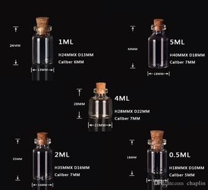 05ML 1ML 2ML 4ML 5ML Flacons Bouteille en verre transparent avec bouchons Bouteille en verre miniature avec liège Pots d'échantillon vides Message Mariages Wi2339447