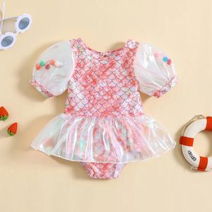 05y Kids Swimwear Girls Sirène Sirène Bikini Bikini Puff Sweve Baby Swimsuit Children Bathing Costumes