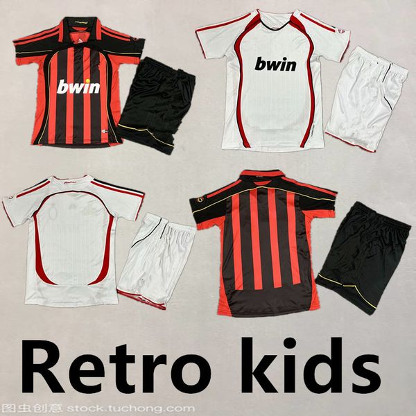 06/07 maillots de football rétro AC kits de football pour enfants KAKA R. CARLOS camisa de futebol maillot de football RIVALDO maillot vintage classique 666