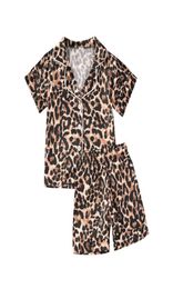 06Y Pyjamasets voor babyjongens en meisjes met luipaardprint, korte mouwen, lange mouwen, tops, korte broek, nachtkleding, set van 2 stuks8824369