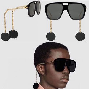 0723S zonnebril heren- of damesmode all-match zwart frame metalen ketting hanger bril heren en dames UV 400 designer hoge kwaliteit