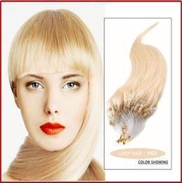 08gs 200Slot 14quot 24quot Micro ringsloop Extensiones de cabello humano remy brasileño extensión de cabello 60 platino blo7503164