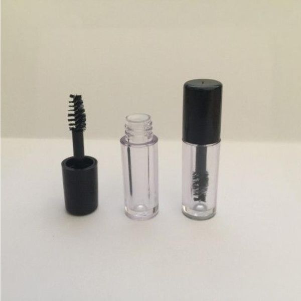 Mini flacon/bouteille/récipient en plastique transparent vide de 08ml, avec capuchon noir, pour la croissance des cils, mascara moyen Kdleo