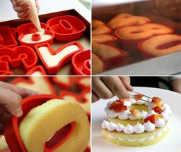 09 Silicone Digital Cake Moule Moules de boulangerie Nombres de gâteaux Forme d'outil de décoration de gâteau pour l'anniversaire de l'anniversaire de mariage4433650