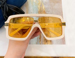 0900 vierkante grote zonnebril voor vrouwen Men Ivoor Goud Gele Lens Oversize Sun Shades Glazen Outdoor UV400 Bescherming Eyewear met doos