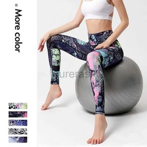 0JVX Active Sets Cloud Hide Flower Fitness Sports Leggings For Women Gym Yoga Pants Hoge Taille Sexy Lange Panty Running Trouser Workout Plus Size 240424