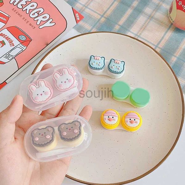 0U4I Contact Lens Accessoires 1pcs Travel Cartoon Femme Femme Lense Container Coup Contacts Colored Kit Couleur Animal Lenses Box D240426