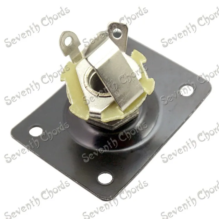 Plaque Jack Ronde Noire Pour Guitare électrique Et Basse - Entrée 1/4 Pouce Avec Vis - 6