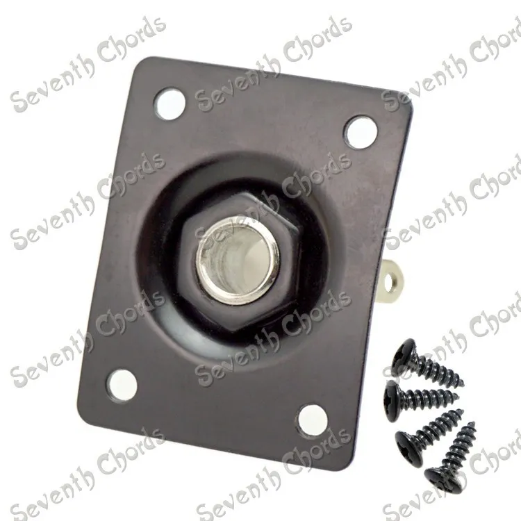 Plaque Jack Ronde Noire Pour Guitare électrique Et Basse - Entrée 1/4 Pouce Avec Vis - 11