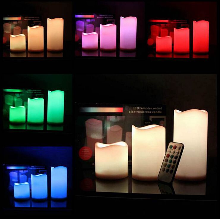 Led Flameless Remote Control Changing Led Candle Light Set Romantic Candle Lamp Wedding Gift Christmas Decoration 3 Size Candle Candle Lighting