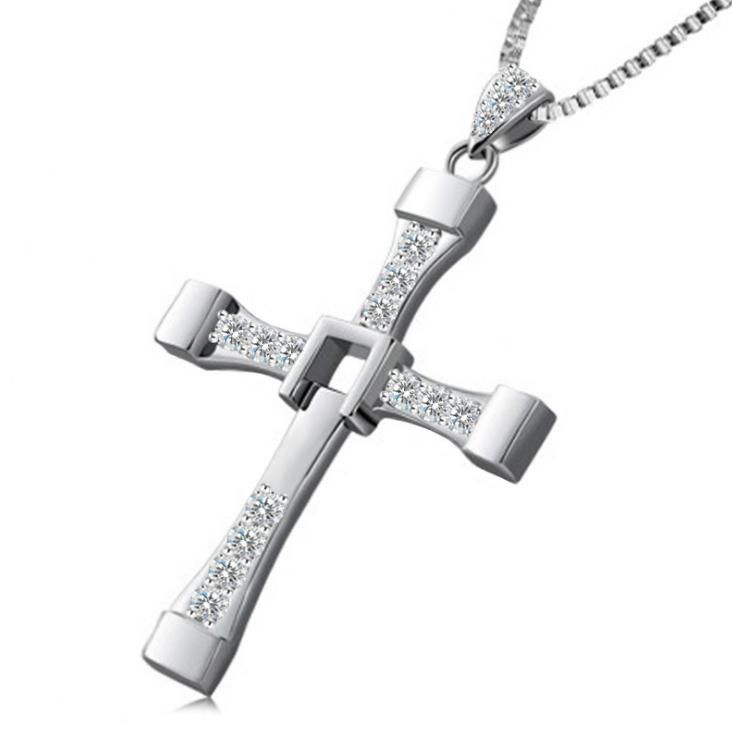 Whole Men New 925 Sterling Silver Cross Pendant Choker Necklace Fast Furious 7 Jewelry For Anchor Gold Circle