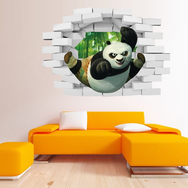 2015 Panda 3D estereoscópica pegatinas de pared Habitación de los niños  extraíble decorativos tatuajes de pared