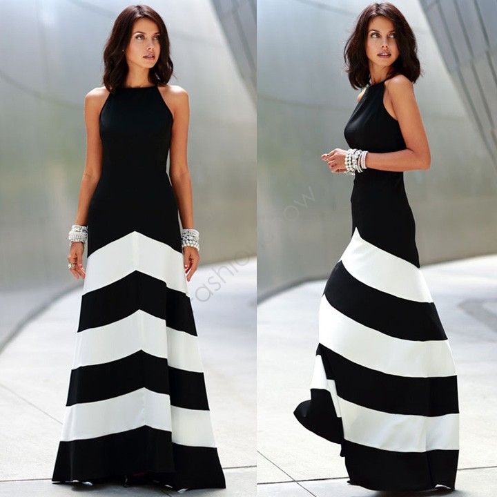 Fashion 2015 Vestidos Women Casual Lady Summer Dress Elegant Off Shoulder Backless Bandage Stripe Long Party Maxi Dress B4 Party Dresses Sleeves Ladies Dress Collection From Xiao0002 18 97 Dhgate Com