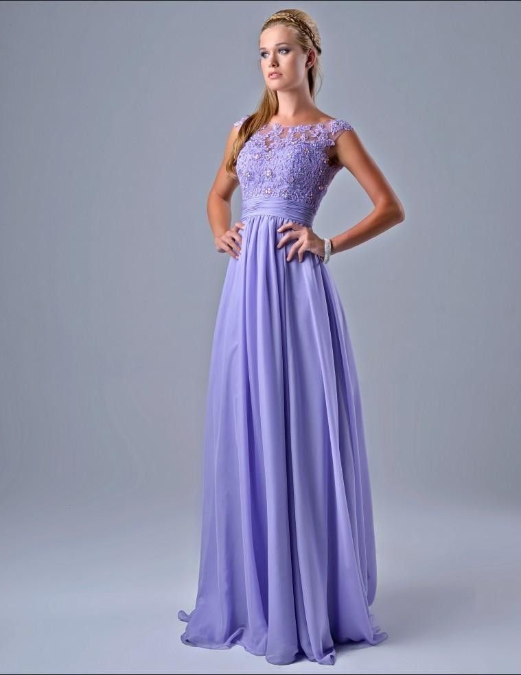lilac gown with sleeves