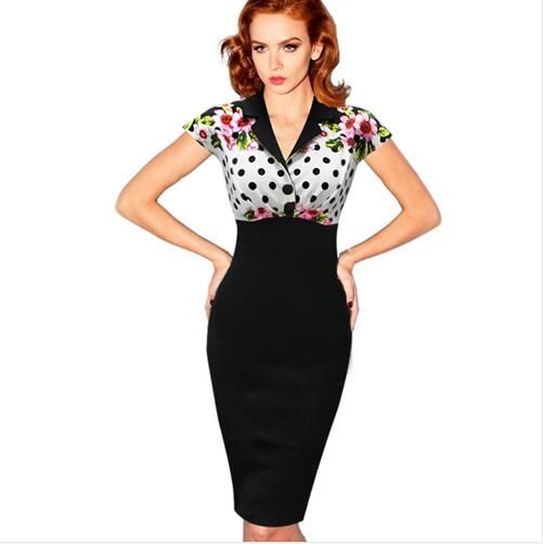Acquistare LCW Nuovo Design Design Estate Vintage Pinup Polka Dot Stampa  Floreale Colorblock Tunica Cocktail Party Matita Guaina BodyCon Dress  Economico | Consegna Veloce E Qualità | DHgate Italy