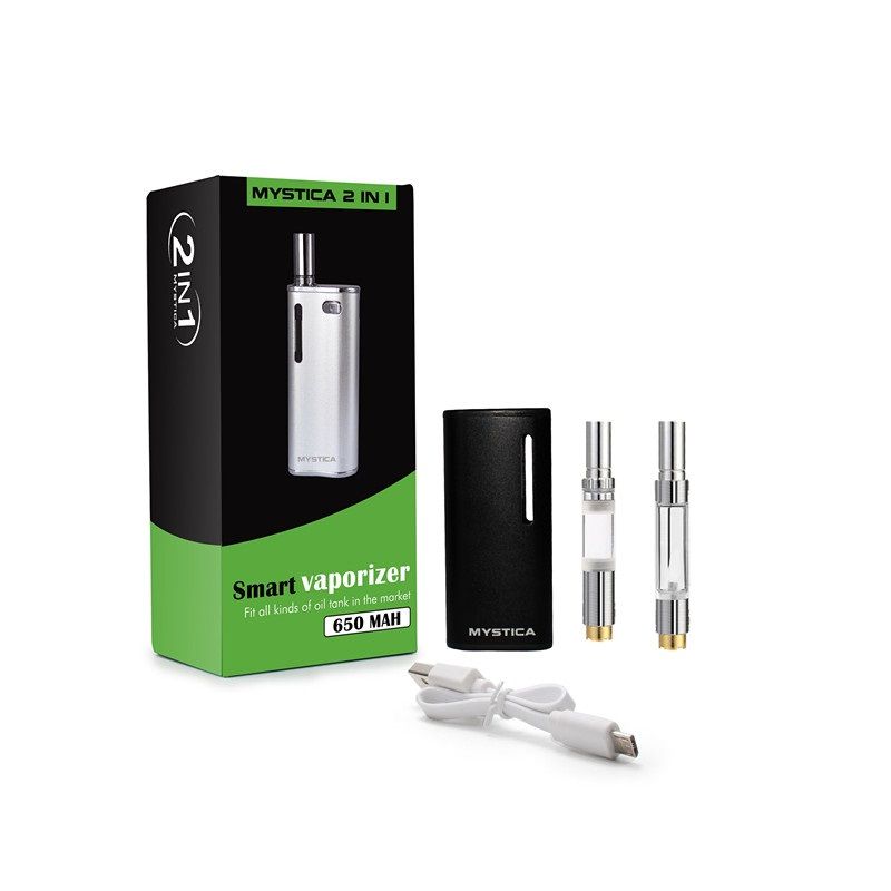 Original Mystica 2 In 1 Starter Kits 650mah Box Mod With Thread Vape Pens Cartridges