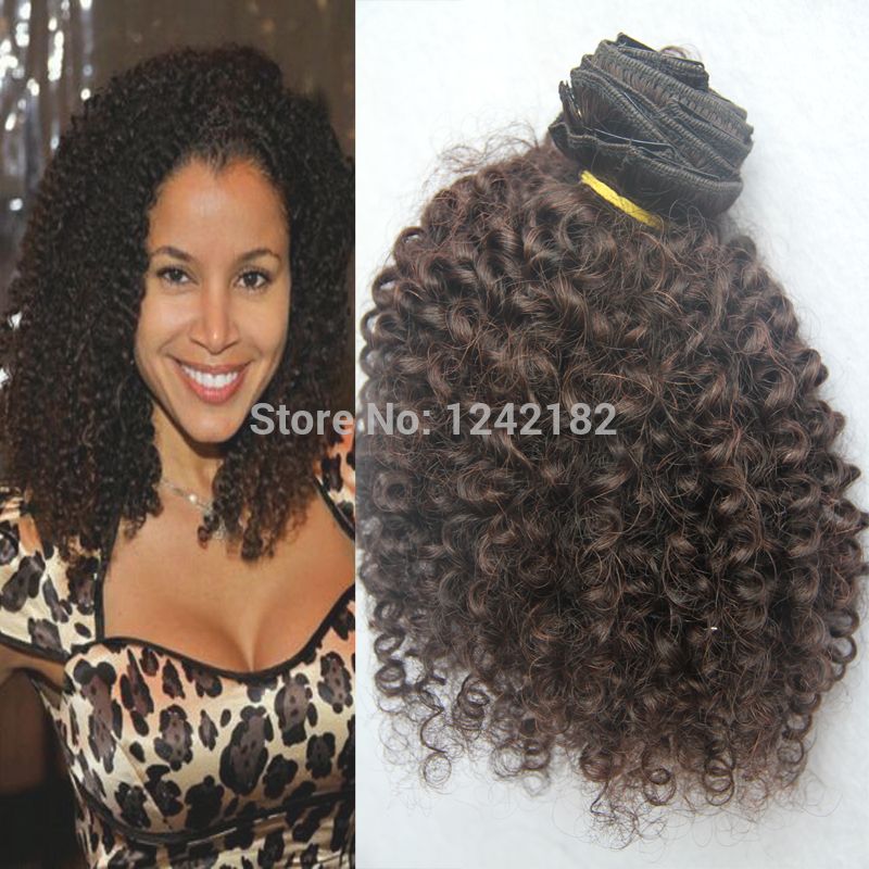 Hot Clip In Human Hair Extensions Brazilian Afro Kinky Curly