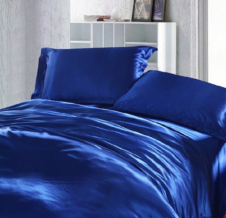 Royal Blue Bedding Set Silk Fitted Bed Sheets Satin Super King Size Queen Quilt Duvet Cover Double Bedspreads Doona From Grpei 103 48 Dhgate Com