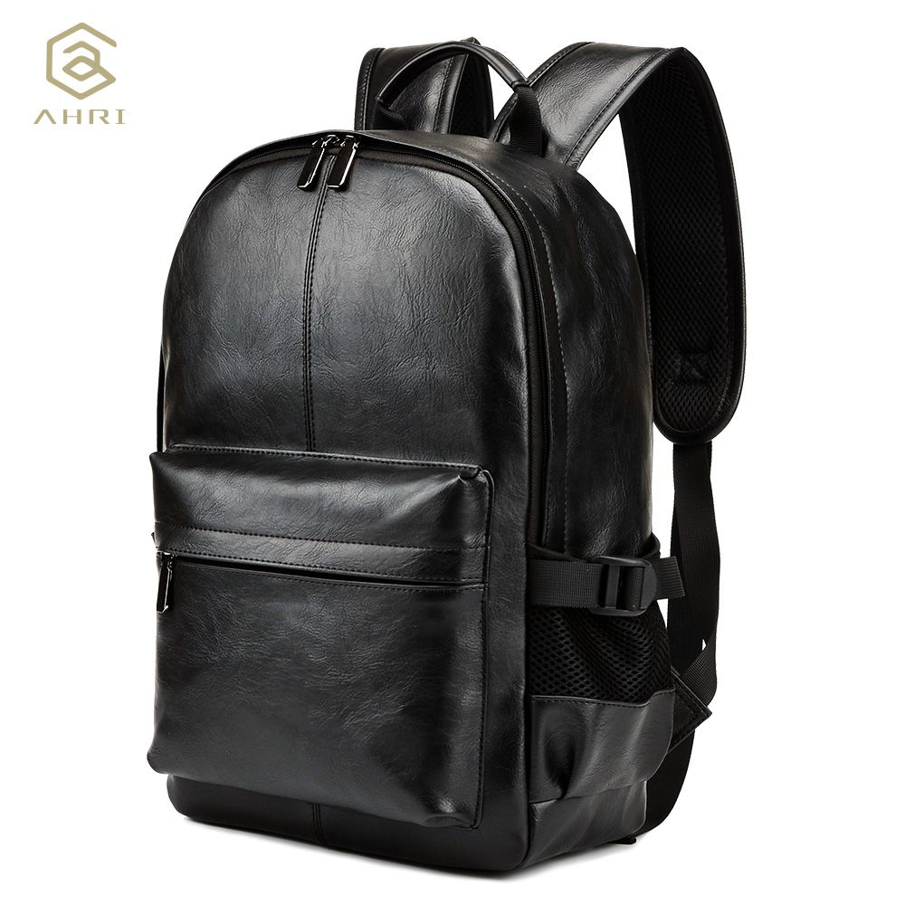 AHRI NEW Pretty Style PU Leather Men Black 15 Inches Backpack Fashion ...