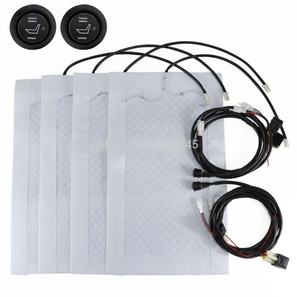 2 Seats Universal Heated Seat Heater Kit Carbon Fiber Round Hi Lo