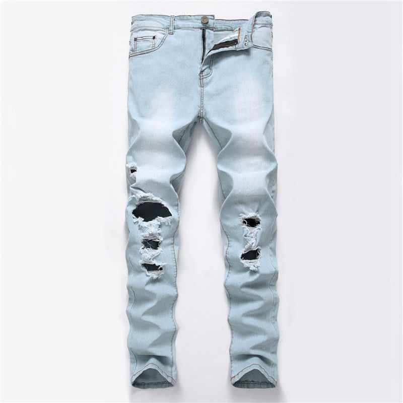Acquistare Jeans Uomo Hole Jeans Azzurri Jeans Hip Hop Designer Uomo  Pantaloni Lunghi In Denim Pantaloni Strappati Strappati Economico |  Consegna Veloce E Qualità | DHgate Italy