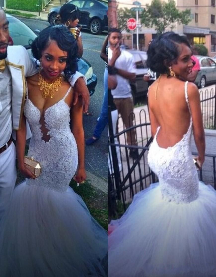 Backless Mermaid Wedding Dresses Lace 