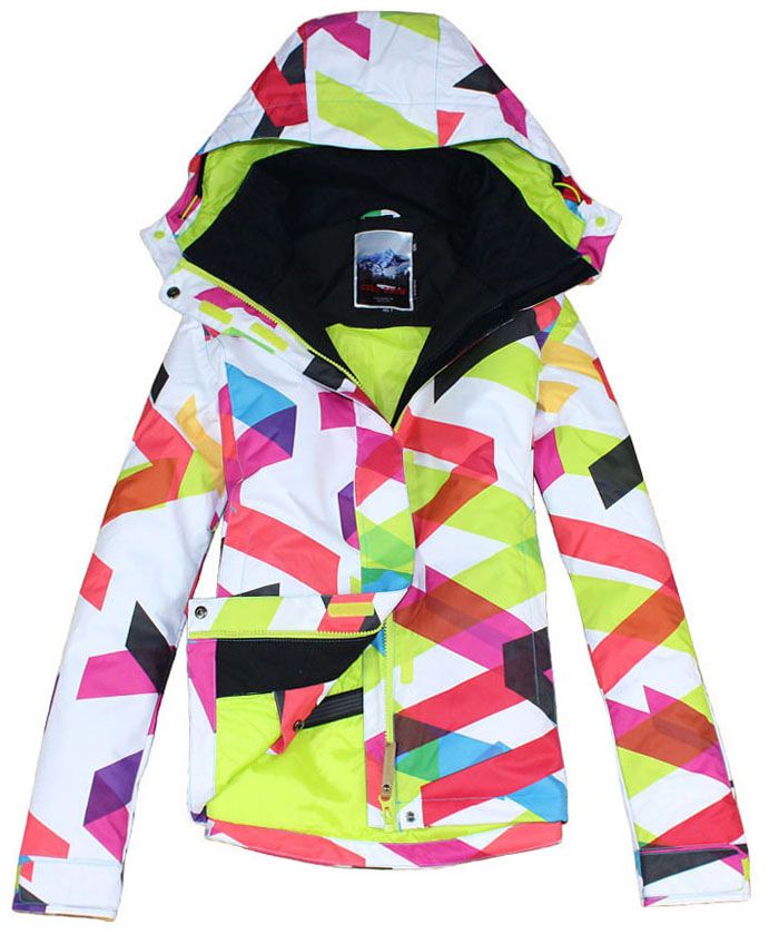 2021 Womens Thermal Bright Curves Ski Jacket Geometric Pattern Colorful ...