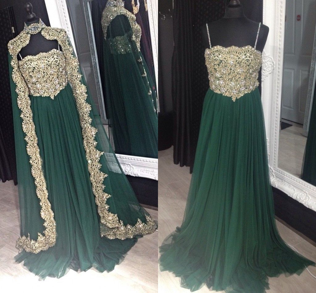 emerald and gold prom dress