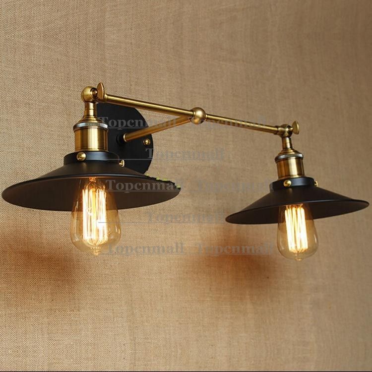 Best Quality Retro Two Swing Arm Wall Lamps Sconces Iron Shade Retro Two Swing Arm Wall Lamps Sconces Iron Shade Painted Finish Rh Restoration Light Fixture