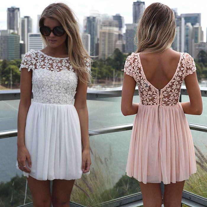 white chiffon skater dress