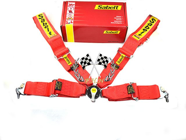 Sabelt Racing nylon rojo Cinturón / 4 Punto de cinturón de de Harness Homologación con