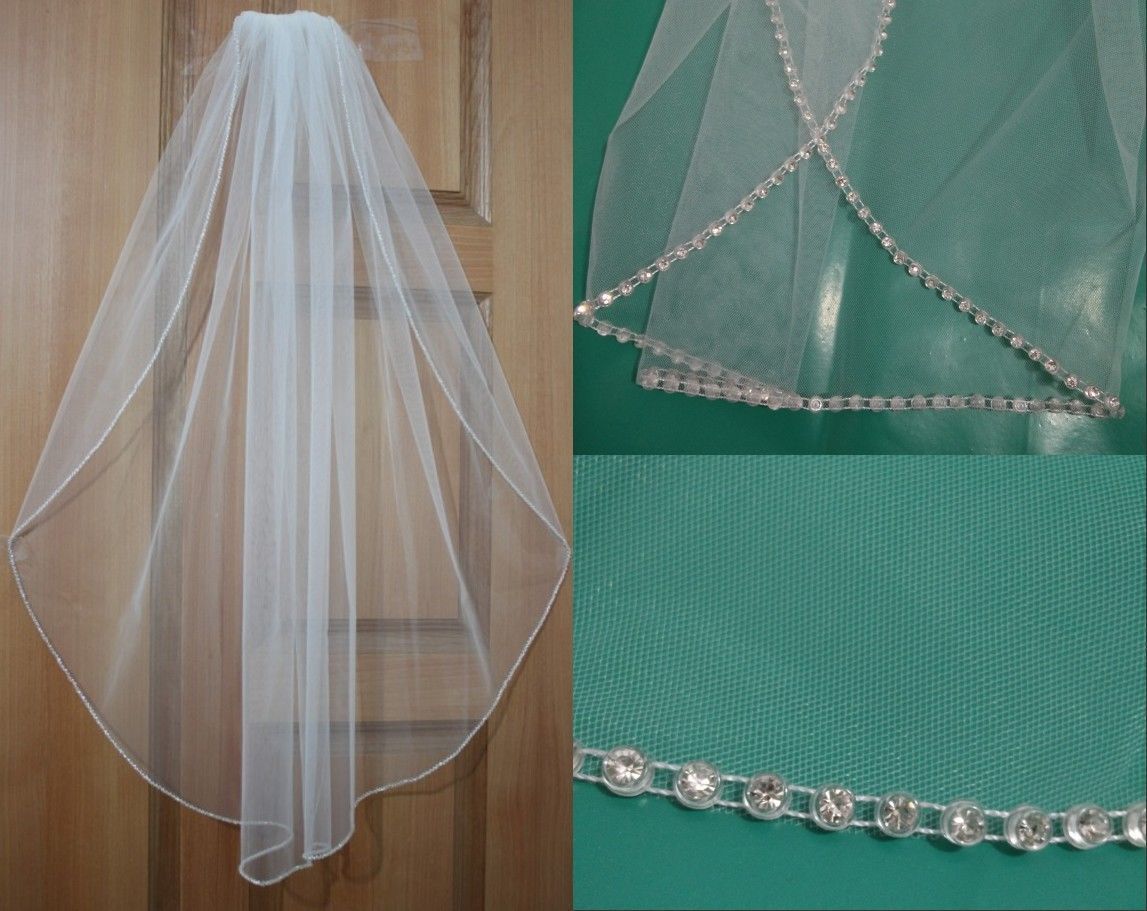 short wedding veils with crystals