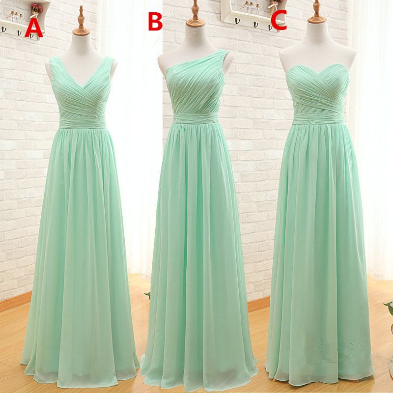 Eden Un Volante Hombro Largo Vestido De Dama De Honor Verde Tallas Grandes
