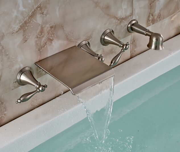 New Wall Mounted Bathroom Waterfall Tub Faucet Hand Shower