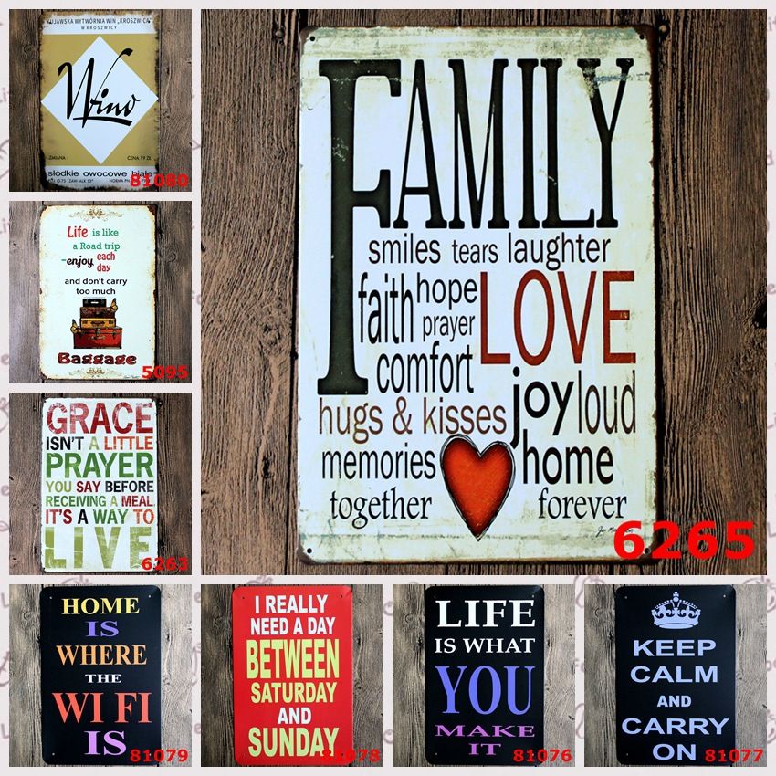 Retro Family Tin Sign Metal Plaque Vintage Home Wall Decor Warmly