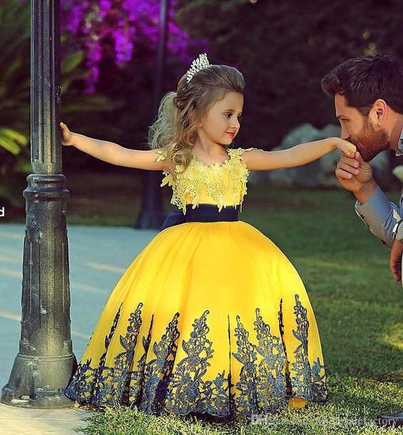 little girl yellow pageant dresses