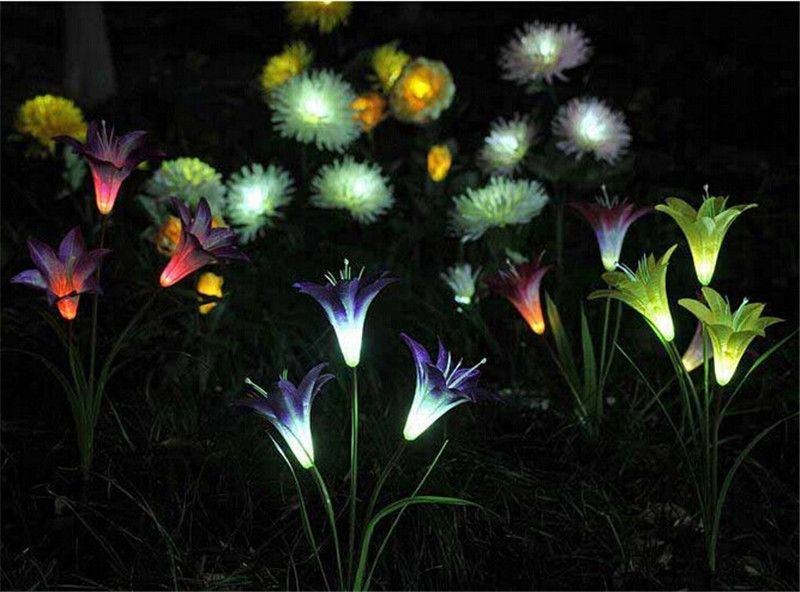 2017 3led/4led Flower Solar Yard Light Led Solar Flower Garden Light Stake Light Color Changing Outdoor Garden Path Yard