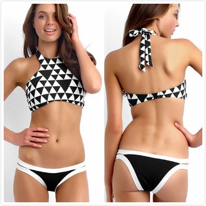 white halter bathing suit top