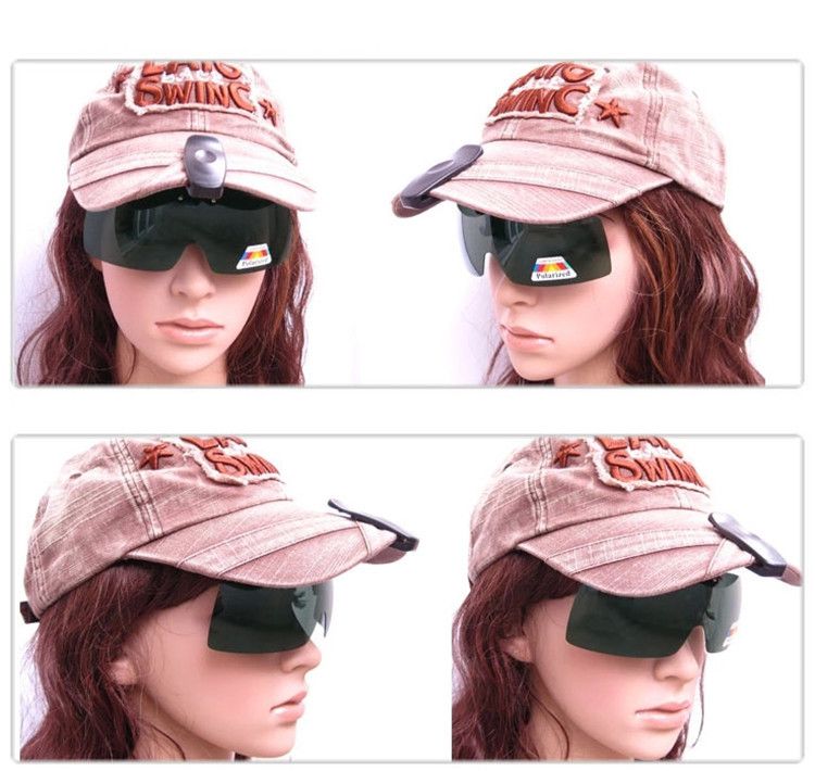 Polarized Glasses Hat Visors Sport Clips Cap Clip on Sunglasses For Fishing 