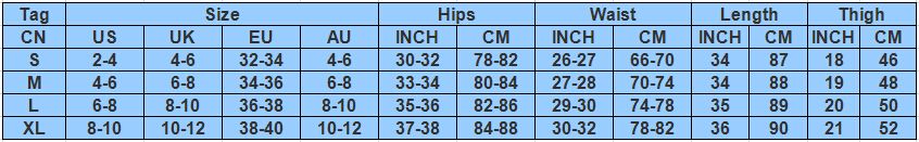 Colombian Pants Size Chart