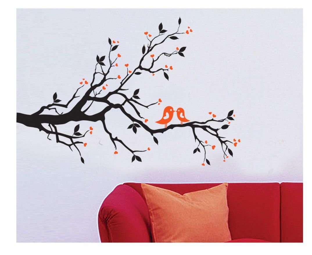 2 Cute Birds On The Tree Branch Wall Art Wall Sticker Decal Room Art Decal Kissing Birds Cling Wall Decals Clings For Walls From Magicforwall 2 9 Dhgate Com